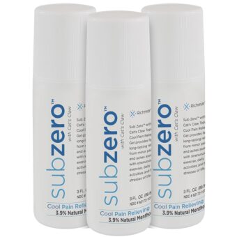 SUB ZERO Cooling Pain Relief Gel, 3-oz Roll-on - Joint Relief and Nerve Pain Relief Cream for Muscle Deep Pain Relief, Back Pain Relief Products, 3 Pack