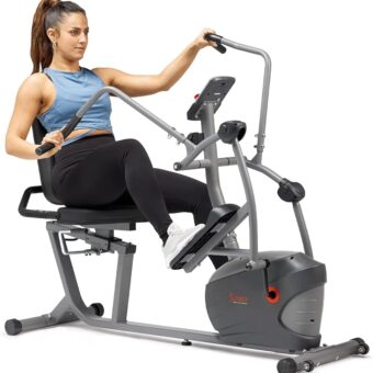 Sunny Health & Fitness Compact Performance Recumbent Bike w/Dual Motion Arm/Leg Exercisers for Senior Home Training w/Quick Adjust Seat & Optional Exclusive Free SunnyFit App...