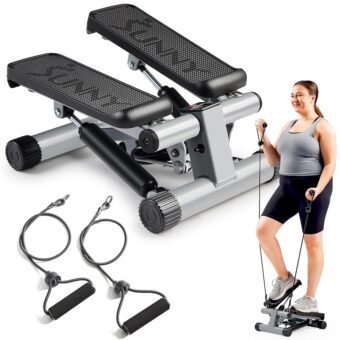 Sunny Health & Fitness Mini Steppers for Exercise at Home, Stair Step Workout Machine with Optional Resistance Bands, Full Body Cardio Equipment, Optional Free SunnyFit App...