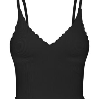 Sunzel Tank Top for Women, V Neck Seamless Ribbed Crop Camisole with Ruffles