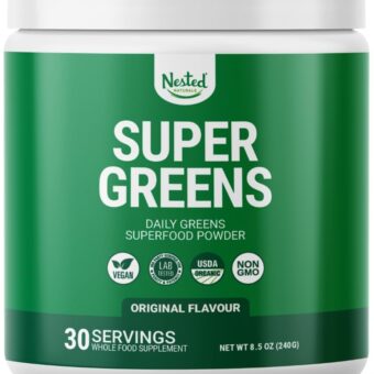 Super Greens Daily Greens Superfood Powder - Certified USDA Organic Green Powder w/20+ Whole Foods, Spirulina Powder, Wheat & Barley Grass - Probiotics, Fiber & Enzymes -...