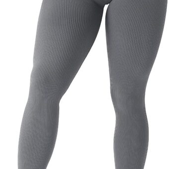 SUUKSESS Women Ribbed Seamless Leggings High Waisted Workout Gym Yoga Pants