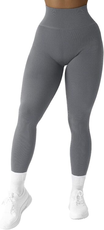 SUUKSESS Women Ribbed Seamless Leggings High Waisted Workout Gym Yoga Pants