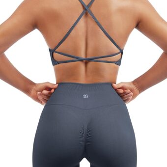 SUUKSESS Women Seamless Workout Sets Strappy Sports Bra High Waist Booty Shorts Outfits