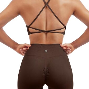 SUUKSESS Women Seamless Workout Sets Strappy Sports Bra High Waist Booty Shorts Outfits