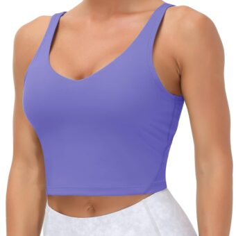 THE GYM PEOPLE Womens' Sports Bra Longline Wirefree Padded with Medium Support