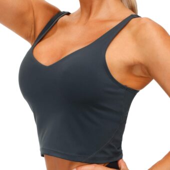 THE GYM PEOPLE Womens' Sports Bra Longline Wirefree Padded with Medium Support