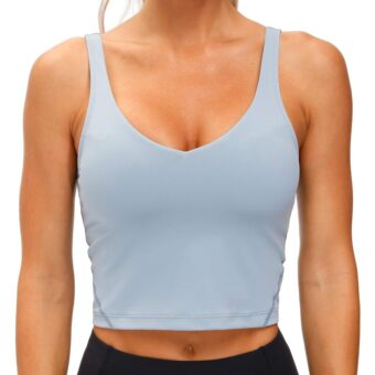 THE GYM PEOPLE Womens' Sports Bra Longline Wirefree Padded with Medium Support