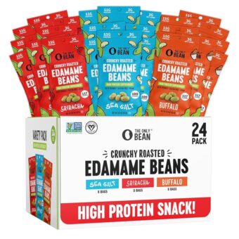 The Only Bean Crunchy Roasted Edamame - Healthy Snacks for Adults and Kids (Variety Pack), Low Calorie & Carb Keto Snack Food, Vegan Gluten Free High Protein Snacks (11g),...