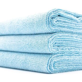 The Rag Company - Sport & Workout Towel - Gym, Exercise, Fitness, Spa, Ultra Soft, Super Absorbent, Fast Drying Premium Microfiber, 320gsm, 16in x 27in (3-Pack) (Light Blue)