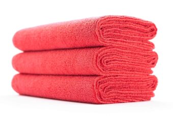 The Rag Company - Sport & Workout Towel - Gym, Exercise, Fitness, Spa, Ultra Soft, Super Absorbent, Fast Drying Premium Microfiber, 320gsm, 16in x 27in, Red (3-Pack)