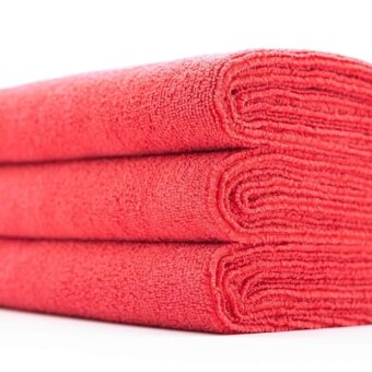 The Rag Company - Sport & Workout Towel - Gym, Exercise, Fitness, Spa, Ultra Soft, Super Absorbent, Fast Drying Premium Microfiber, 320gsm, 16in x 27in, Red (3-Pack)