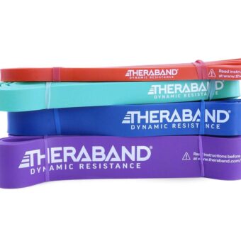 THERABAND High Resistance Bands, Set of 4 Elastic Super Bands for Improving Flexibility, Injury Rehab, & Full Body Workouts, Heavy Duty Stretch Bands for Exercise, Light,...