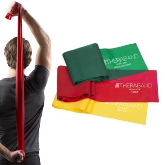 THERABAND Resistance Bands Set, Professional Elastic Band For Upper & Lower Body Exercise, Strength Training without Weights, Physical Therapy, Pilates, Rehab, Yellow & Red &...
