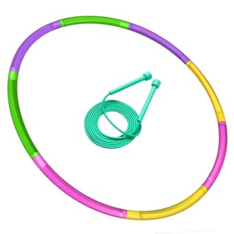 Toy Color Hoop and Jump Rope for Kids, Detachable & Size Adjustable Plastic Colourful Exercise Hoop for Boys and Girls Party Games, Gymnastics, Dog Agility Equipment, Christmas...
