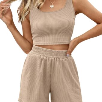 Trendy Queen Spring Clothes Two Piece Summer Outfits 2 Piece Sets 2025 Sleeveless Matching Lounge Crop Top High Waisted Short