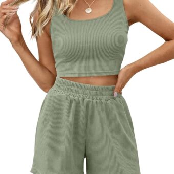 Trendy Queen Spring Clothes Two Piece Summer Outfits 2 Piece Sets 2025 Sleeveless Matching Lounge Crop Top High Waisted Short