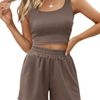 Trendy Queen Spring Clothes Two Piece Summer Outfits 2 Piece Sets 2025 Sleeveless Matching Lounge Crop Top High Waisted Short