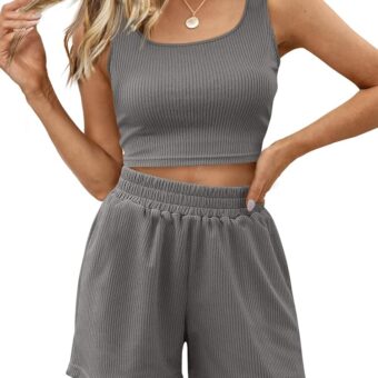 Trendy Queen Spring Clothes Two Piece Summer Outfits 2 Piece Sets 2025 Sleeveless Matching Lounge Crop Top High Waisted Short