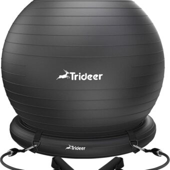 Trideer Ball Chair Yoga Ball Chair Exercise Ball Chair with Base & Bands for Home Gym Workout Ball for Abs, Stability Ball & Fitness Ball Seat to Relieve Back Pain