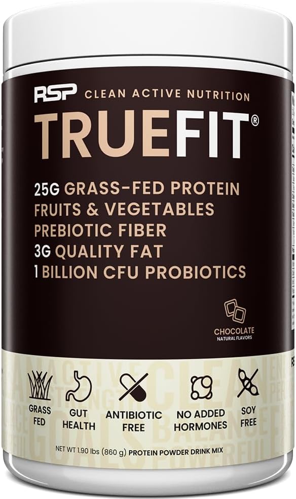 TrueFit Gut Healthy Protein Powder, Grass-Fed Whey Meal Replacement Shake with Prebiotics, Probiotics, & Organic Superfoods, Keto Friendly, Gluten Free