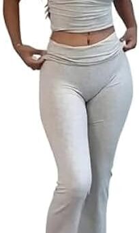 Two Piece Lounge Sets for Women Fold Over Flare Pants Short Sleeve Crop Top Y2k Outfits Matching Set Tracksuit