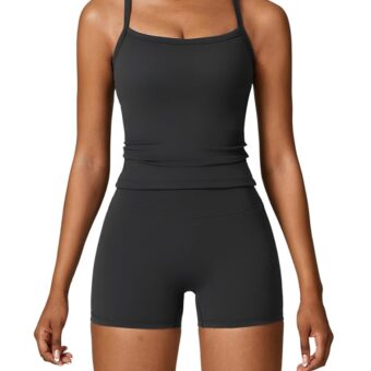 Two Piece Workout Sets For Women Tank Top Matching High Waist Booty Lifting Shorts Gym Yoga Active Wear Outfits