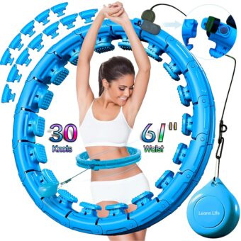 U1-30 Knot Waist 19"-61", Magnetic Lock Weighted Hula Hoop for Adults Weight Loss, Infinity Hoop Plus Size, Children Adults Home Outdoors, Fitness Exercise, Abdominal Toner