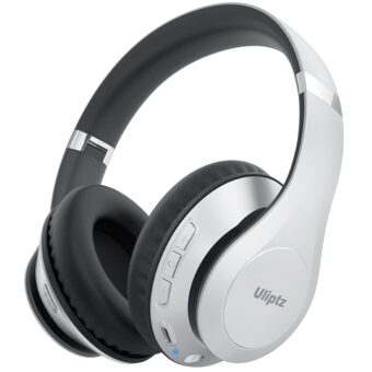 Uliptz Wireless Bluetooth Headphones, 65H Playtime, 6 EQ Sound Modes, HiFi Stereo Over Ear Headphones with Microphone, Foldable Lightweight Bluetooth 5.2 Headphones (Silver)