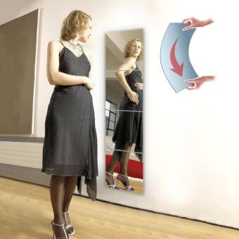 Unbreakable Wall Mirror Full Length Mirror Tiles,Long Mirrors for Wall,10x10 Inch 4Pcs,Full Body Mirror Stickers,Acrylic Mirror Kids,Over The Door,Wall-Mounted Bedroom,Workout...
