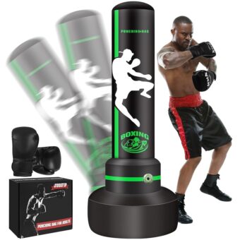 Upgrade Freestanding Punching Bag for Adults Teens Kids, 70'' Heavy Boxing Bag with Stand with Boxing Gloves, Kickboxing Bag for MMA Muay Thai Fitness Taekwondo Boxing Traning