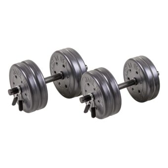 US Weight Adjustable 42LB Dumbbell Set with Spring Clips, 14" Knurled Bars – Made in USA, Essential Home Gym Equipment for Strength Training