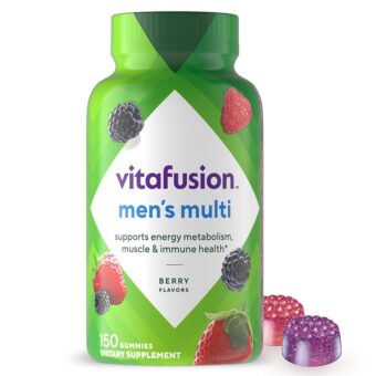 vitafusion Adult Gummy Vitamins for Men, Berry Flavored Daily Multivitamins for Men With Vitamins A, C, D, E, B6 and B12, America’s Number 1 Gummy Vitamin Brand, 75 Day Supply,...