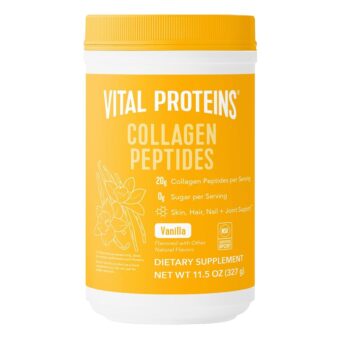 Vital Proteins Grass Fed Collagen Peptides Powder, Helps Support Healthy Hair, Skin, Nails, Bones and Joints - Hydrolyzed Collagen - Vanilla 11.5 oz