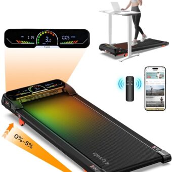 Walking Pad Treadmill with Incline,Treadmills for Home and Office,340 Lb Capacity,4 in 1 Portable Under Desk Treadmill with APP and Remote Control,Large LED Display