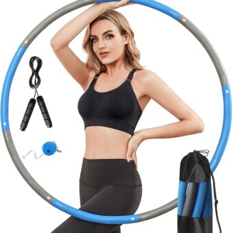 Weighted Exercise Hoop for Adults, 2.2lb Detachable Fitness Hoop, Adjustable Hoop with Jump Rope, Tape Measure and Carry Bag, Home Gym Workout
