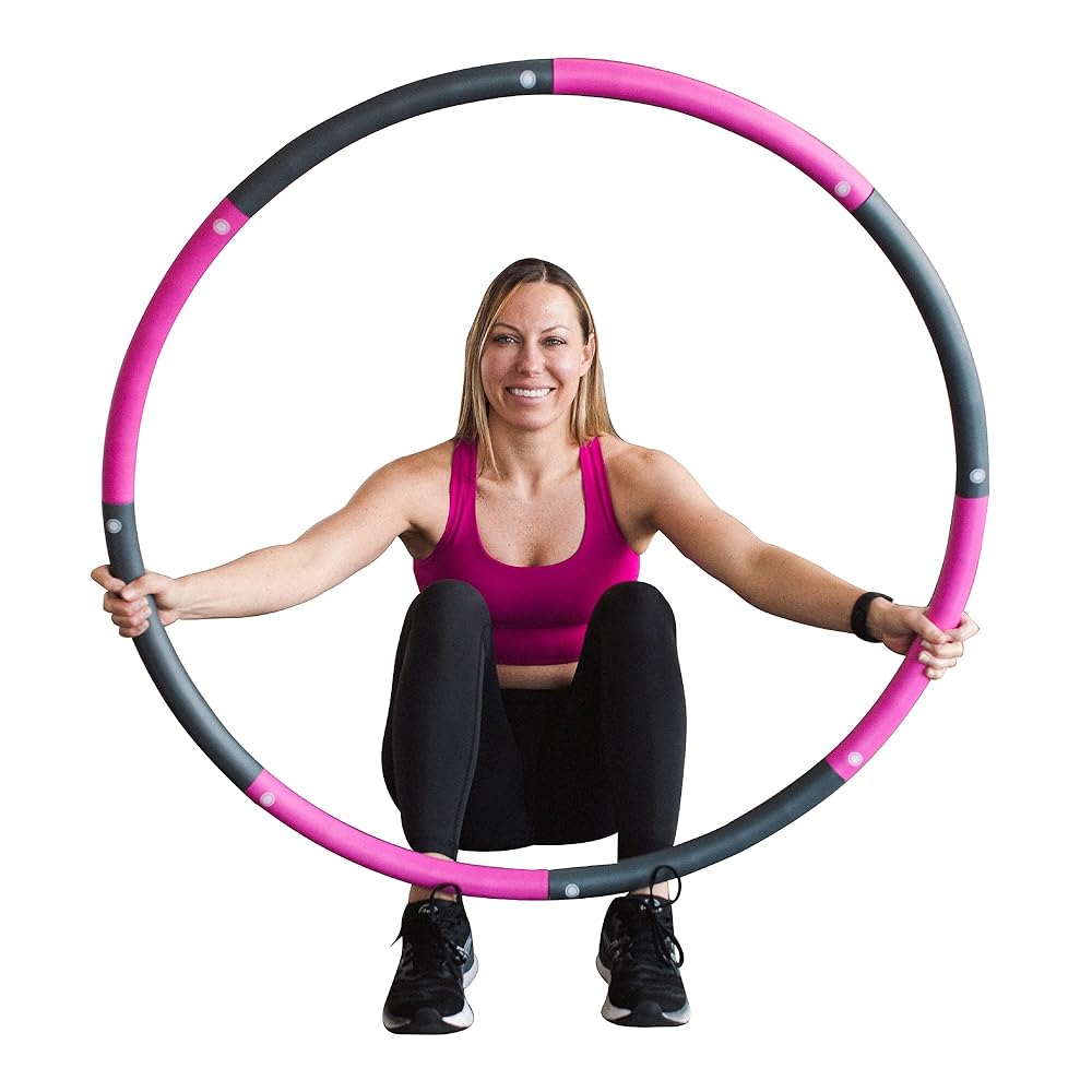 Weighted Hula Hoop for Adults - Fat Burning, Adjustable Soft Fitness Hoola Hoop for a Fun Workout - Burn Calories - Core and Leg Exercise Equipment - Indoor and Outdoor Training...