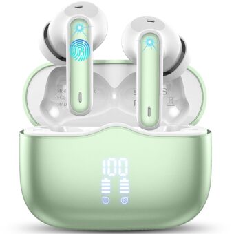 Wireless Earbuds, Bluetooth 5.3 Headphones in Ear with HiFi Stereo Deep Bass, 4 ENC Noise Cancelling Mic Wireless Earphones 40H Playtime, Bluetooth Earbuds Dual LED Display IP7...