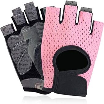 Workout Gloves Breathable Non-Slip Silica Gel Grip Exercise Gloves Men and Women for Weightlifting,Yoga,Dumbbell,Bodybuilding Sport Pink