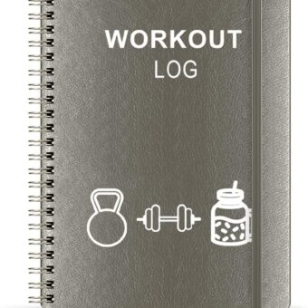 Workout Journal - A5 Fitness Journal/Workout Log Book to Track Weight Loss, GYM Journal, Bodybuilding Progress-Daily Health/Wellness Tracker, Exercise Journal for Women, Grey PU...