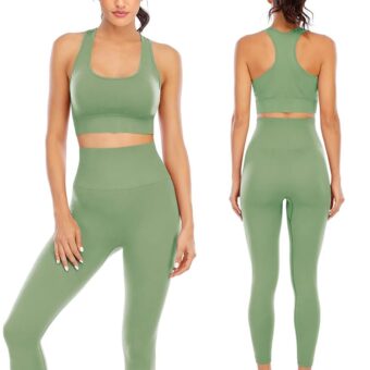 Workout Sets for Women 2 Piece High Waisted Seamless Leggings with Padded Stretchy Sports Bra Sets Gym Clothes