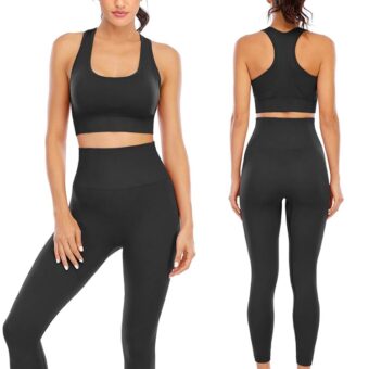 Workout Sets for Women 2 Piece High Waisted Seamless Leggings with Padded Stretchy Sports Bra Sets Gym Clothes