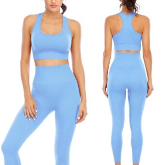 Workout Sets for Women 2 Piece High Waisted Seamless Leggings with Padded Stretchy Sports Bra Sets Gym Clothes