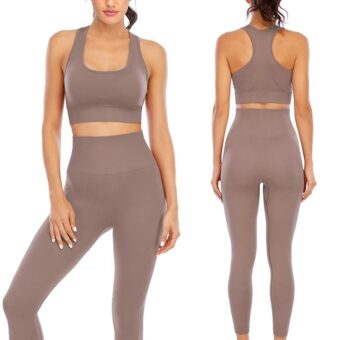 Workout Sets for Women 2 Piece High Waisted Seamless Leggings with Padded Stretchy Sports Bra Sets Gym Clothes