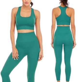 Workout Sets for Women 2 Piece High Waisted Seamless Leggings with Padded Stretchy Sports Bra Sets Gym Clothes