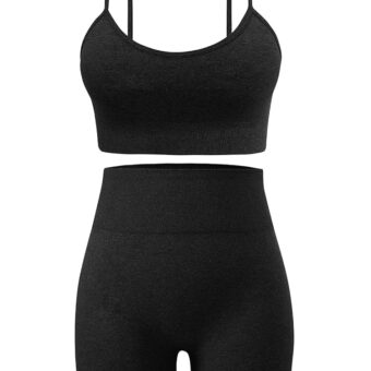 Workout Sets for Women 2 Piece Outfits Gym Shorts Women High Waisted with Adjustable Padded Sports Bra Gym Sets