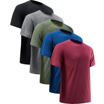 Workout Shirts for Men Short Sleeve Quick Dry Athletic Gym Active T Shirt Moisture Wicking