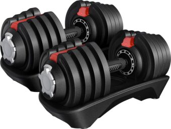 Yaheetech Adjustable Dumbbell Set 28/40/52.5/90LBS Adjustable Dumbbells Fast Adjust Dumbbell Weight Set with Anti-Slip Handle and Tray for Men/Women Home Gym Strength Training...