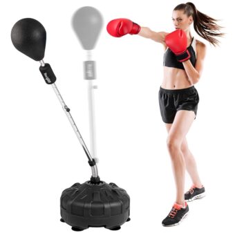 Yes4All Pedestal Punching Bag with Stand, Adjustable Height, Boxing MMA Equipment with PU Leather Speed Reflex Ball Home Gym