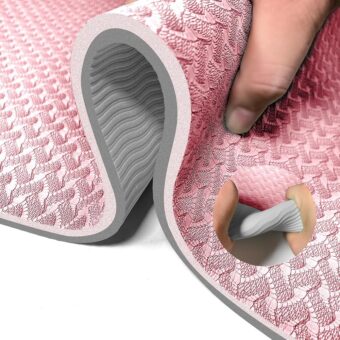 Yoga Mat 1/3 inch QMKGEC Exercise Mats 8mm TPE Non-Slip Extra Thick High-Density Eco Friendly for Yoga Workout Pilates Yoga Mats for Women Men